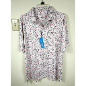 Rhoback The Lifeguard Performance Polo Men XL Beach Golf Shirt NEW RETIRED PRINT